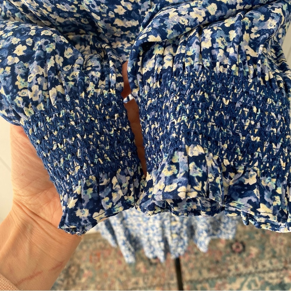 Rails Womens Eliza Blue Floral Print Rayon Fit & Flare Dress Ice Chrysanthemum M - Picture 8 of 14